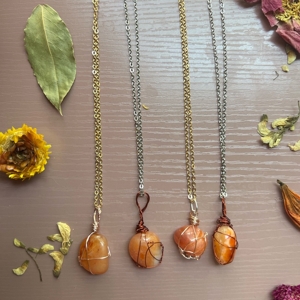 Carnelian Pendant Necklace | Crystal Necklace |